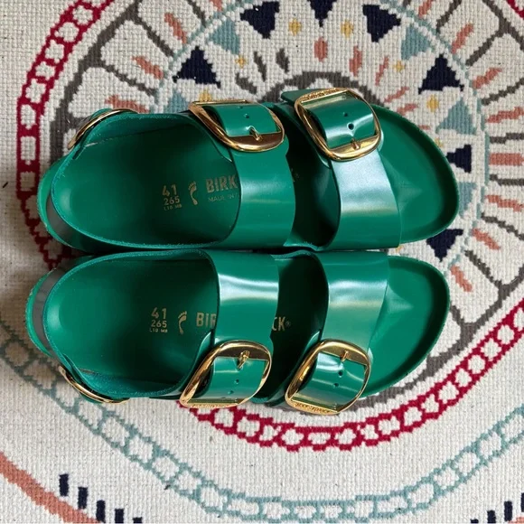 Birkenstock Milano Big Buckle High Shine Digital Green Sandals - Picture 6 of 6